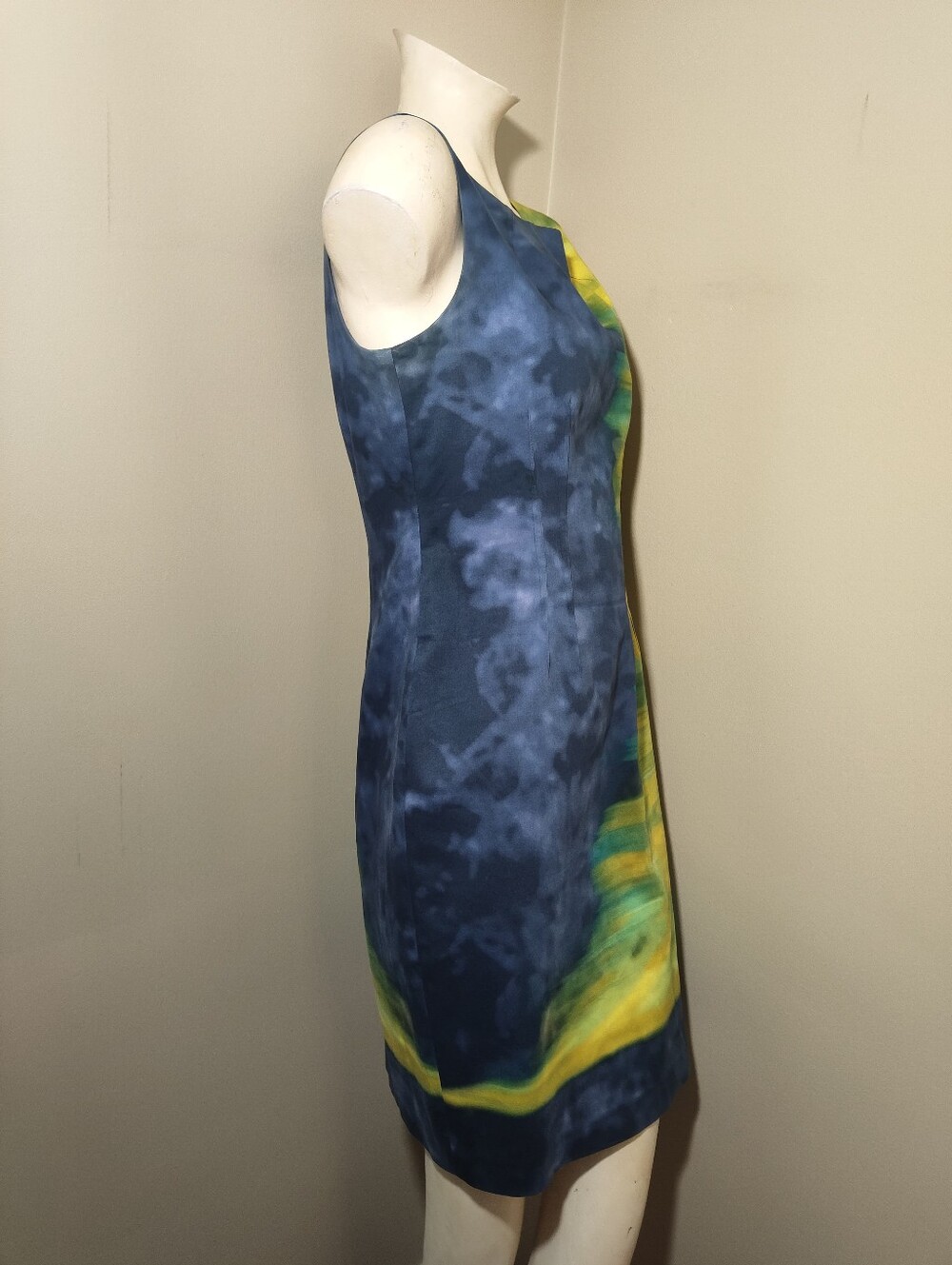 Elie Tahari Colorblock Sheath Dress Watercolor Print Sleeveless Cotton Blend 10 - Picture 7 of 16